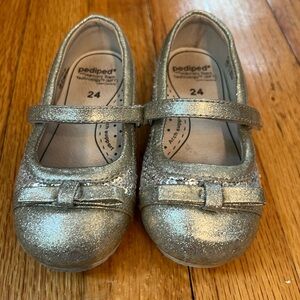 Silver sequined pedipad Maryjane shoes for toddler size 8